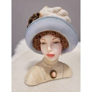 STUNNING Cameo Girls Lady‎ Vases Victorian Head Vase Judith Transatlantic Hat